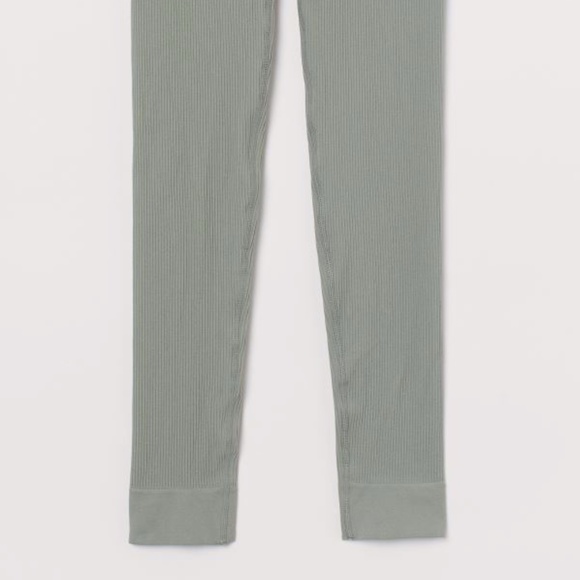 Khaki Green Ribbed Leggings - Picture 5 of 7